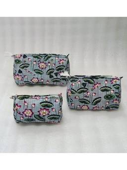 House of Gulab - Grey Waterproof Lining Cosmetic Pouch