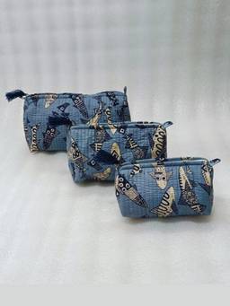 House of Gulab - Blue Waterproof Lining Cosmetic Pouch