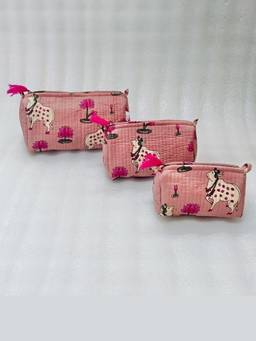 House of Gulab - Pink Waterproof Lining Cosmetic Pouch