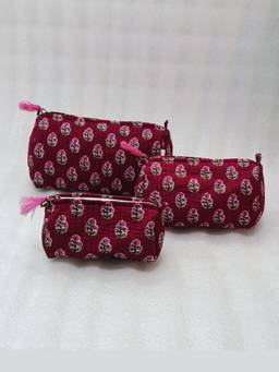 House of Gulab - Red Waterproof Lining Cosmetic Pouch