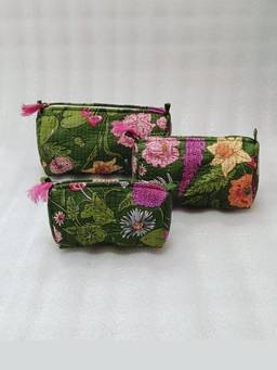 House of Gulab - Green Waterproof Lining Cosmetic Pouch
