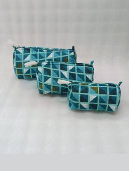 House of Gulab - Blue Waterproof Lining Cosmetic Pouch