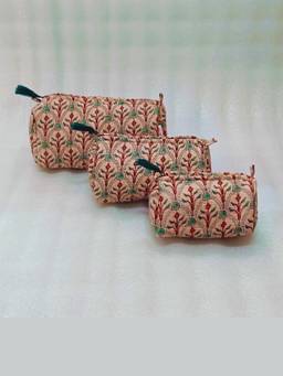 House of Gulab - Pink Waterproof Lining Cosmetic Pouch
