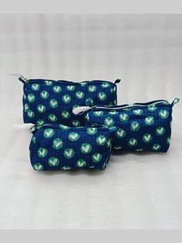 House of Gulab - Blue Waterproof Lining Cosmetic Pouch