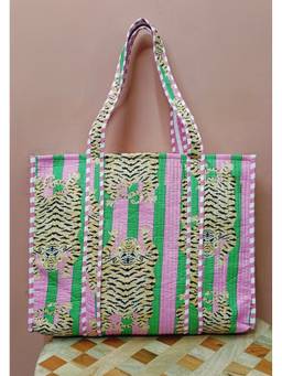 House of Gulab - Multi-Color Handblock Printed Quilted Tote Bag