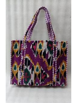 House of Gulab - Purple Long Handle Velvet Tote Bag