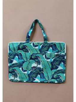 House of Gulab - Blue Cotton With Handblock Print Laptop Bag