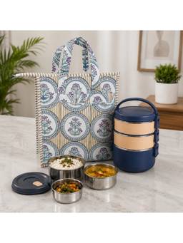 House of Gulab - Multi-Color Handblock Printed Insulated Lunch Bag