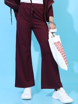TOKYO TALKIES - Women Maroon Flared High-Rise Pant