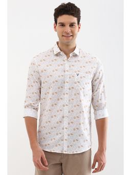 Allen Solly - Men White Slim Fit Floral Print Full Sleeves Casual Shirt