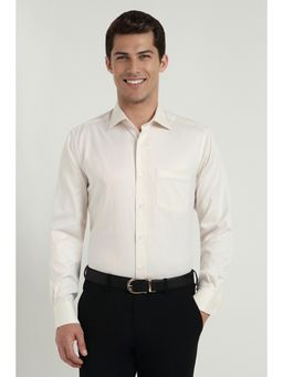 Allen Solly - Men Cream Classic Fit Textured Full Sleeves Formal Shirt