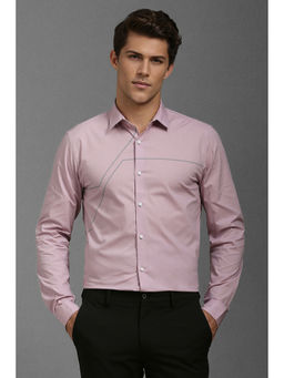 Louis Philippe - Men Pink Super Slim Fit Patterned Full Sleeves Formal Shirt
