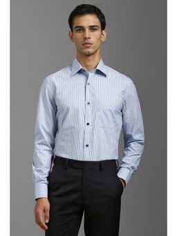 Louis Philippe - Men Light Blue Classic Fit Stripe Full Sleeves Formal Shirt