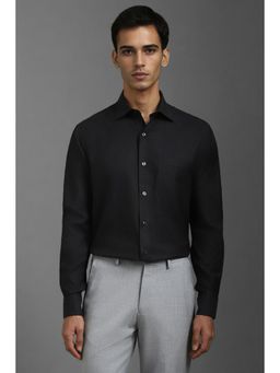 Louis Philippe - Men Black Classic Fit Textured Full Sleeves Formal Shirt