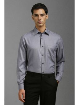 Louis Philippe - Men Grey Classic Fit Print Full Sleeves Formal Shirt