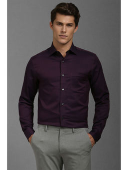 Louis Philippe - Men Purple Classic Fit Textured Full Sleeves Formal Shirt