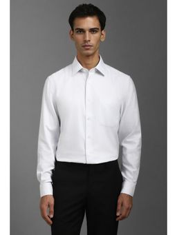 Louis Philippe - Men White Classic Fit Textured Full Sleeves Formal Shirt