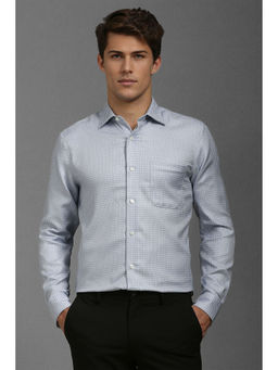 Louis Philippe - Men Grey Classic Fit Print Full Sleeves Formal Shirt