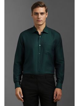 Louis Philippe - Men Green Classic Fit Textured Full Sleeves Formal Shirt