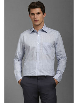 Louis Philippe - Men Blue Classic Fit Print Full Sleeves Formal Shirt