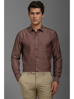 Louis Philippe - Men Brown Slim Fit Print Full Sleeves Formal Shirt