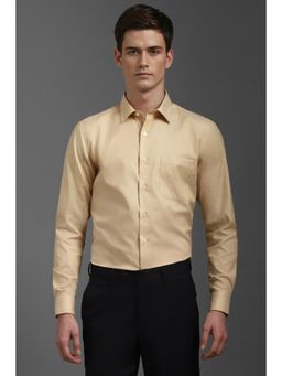 Louis Philippe - Men Beige Slim Fit Textured Full Sleeves Formal Shirt