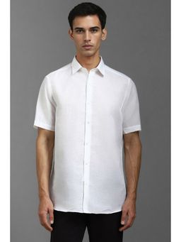 Louis Philippe - Men White Classic Fit Textured Half Sleeves Formal Shirt