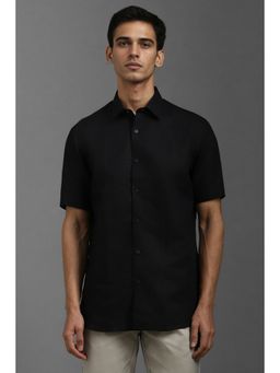 Louis Philippe - Men Black Classic Fit Solid Half Sleeves Formal Shirt