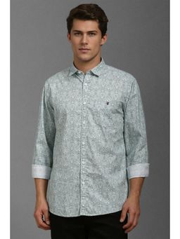 Louis Philippe - Men Green Slim Fit Floral Print Full Sleeves Casual Shirt