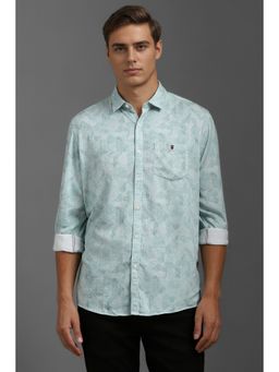 Louis Philippe - Men Green Slim Fit Print Full Sleeves Casual Shirt