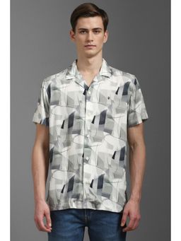 Louis Philippe - Men Grey Slim Fit Print Half Sleeves Casual Shirt