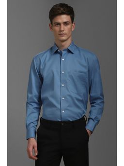 Louis Philippe - Men Blue Classic Fit Print Full Sleeves Formal Shirt