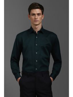 Louis Philippe - Men Green Classic Fit Textured Full Sleeves Formal Shirt