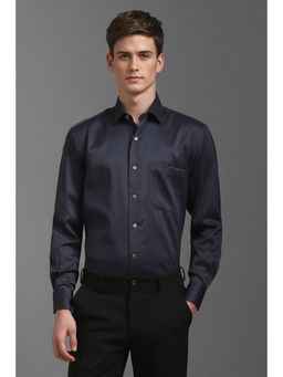 Louis Philippe - Men Grey Classic Fit Textured Full Sleeves Formal Shirt