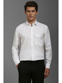 Louis Philippe - Men White Classic Fit Textured Full Sleeves Formal Shirt