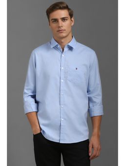 Louis Philippe - Mens Light Blue Solid Easy Care Slim fit Casual Shirt