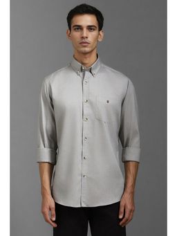 Louis Philippe - Men Grey Slim Fit Textured Full Sleeves Casual Shirt