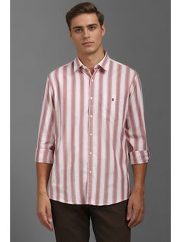 Louis Philippe - Men White Slim Fit Stripe Full Sleeves Casual Shirt