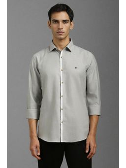 Louis Philippe - Men Grey Super Slim Fit Textured Full Sleeves Casual Shirt