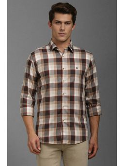 Louis Philippe - Men Brown Super Slim Fit Check Full Sleeves Casual Shirt