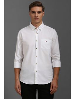 Louis Philippe - Men White Super Slim Fit Solid Full Sleeves Casual Shirt