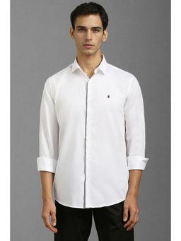 Louis Philippe - Men White Super Slim Fit Solid Full Sleeves Casual Shirt