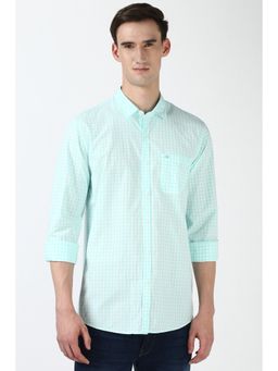 Peter England - Men Blue Slim Fit Check Casual Shirt