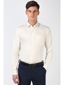 Peter England - Men Cream Slim Fit Formal Shirt