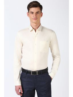 Peter England - Men Cream Slim Fit Formal Shirt