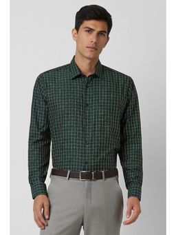 Van Heusen - Men Green Regular Fit Check Full Sleeves Formal Shirt