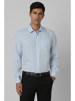 Van Heusen - Men Light Blue Regular Fit Check Full Sleeves Formal Shirt