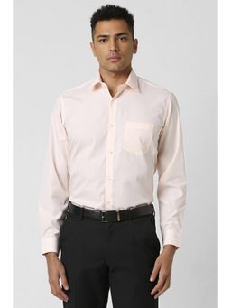 Van Heusen - Men Peach Regular Fit Solid Full Sleeves Formal Shirt