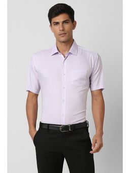 Van Heusen - Men Lavender Regular Fit Textured Half Sleeves Formal Shirt