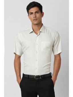 Van Heusen - Men Grey Regular Fit Textured Half Sleeves Formal Shirt